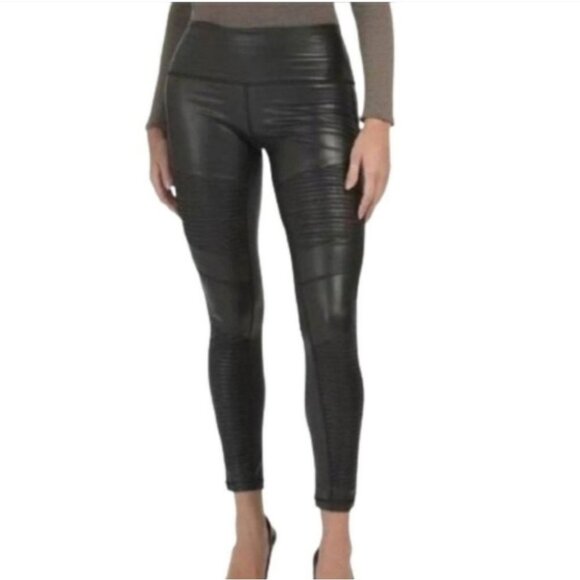 7 FOR ALL MANKIND | Faux Leather Moto Biker Pants Black Sz LARGE - Picture 1 of 4